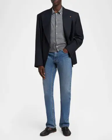 Versace Men's Virgin Wool Button-Front Knit Sweater | Thumbnail 2 Versace Men's Virgin Wool Button-Front Knit Sweater | Thumbnail 2