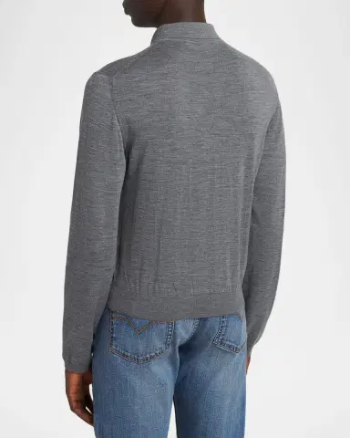 Versace Men's Virgin Wool Button-Front Knit Sweater | Thumbnail 3 Versace Men's Virgin Wool Button-Front Knit Sweater | Thumbnail 3