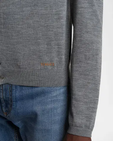 Versace Men's Virgin Wool Button-Front Knit Sweater | Thumbnail 5 Versace Men's Virgin Wool Button-Front Knit Sweater | Thumbnail 5