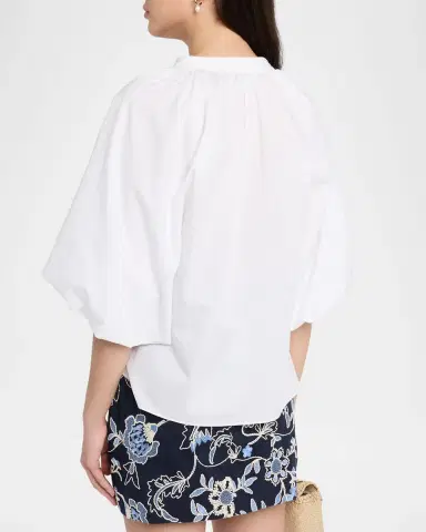 TANYA TAYLOR Marine Balloon-Sleeve Blouse | Thumbnail 3 TANYA TAYLOR Marine Balloon-Sleeve Blouse | Thumbnail 3