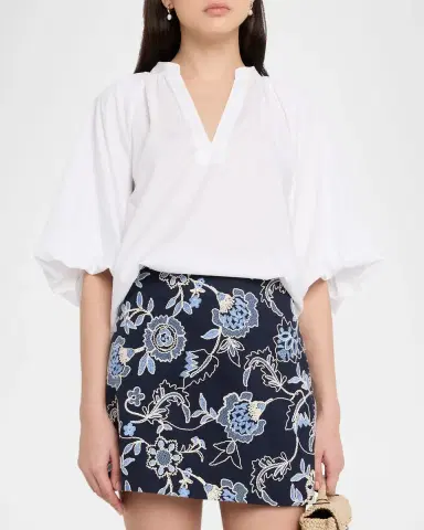 TANYA TAYLOR Marine Balloon-Sleeve Blouse | Thumbnail 4 TANYA TAYLOR Marine Balloon-Sleeve Blouse | Thumbnail 4