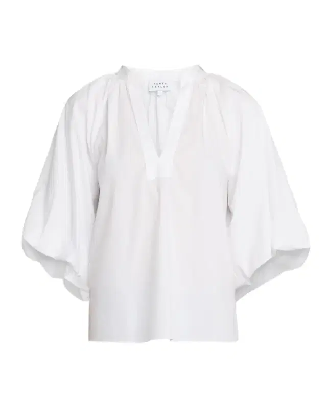 Marine Balloon-Sleeve Blouse
