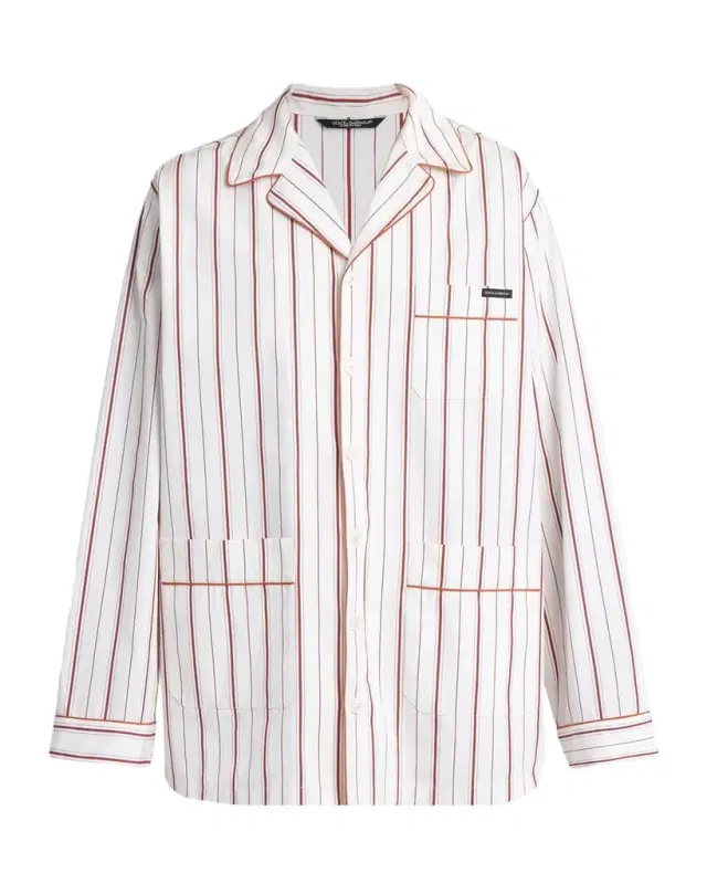 Dolce & Gabbana Men 's Cotton and Silk Stripe Button-Down Shirt with Piping