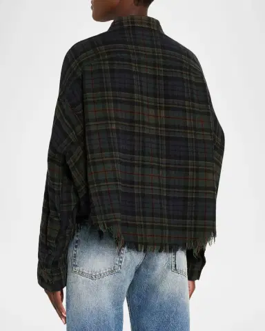 R13 Cropped Plaid Work Shirt | Thumbnail 2 R13 Cropped Plaid Work Shirt | Thumbnail 2