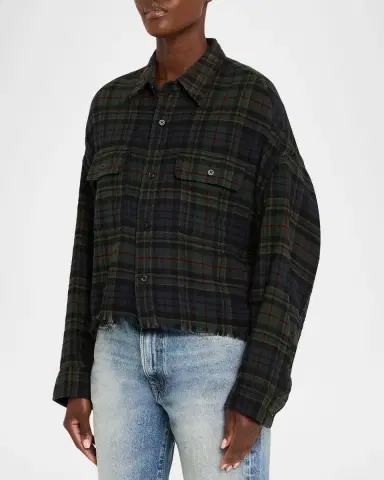 R13 Cropped Plaid Work Shirt | Thumbnail 3 R13 Cropped Plaid Work Shirt | Thumbnail 3