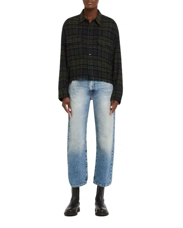 Cropped Plaid Work Shirt