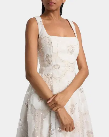Milly Arianna Tulle Flower Beaded Dress | Thumbnail 5