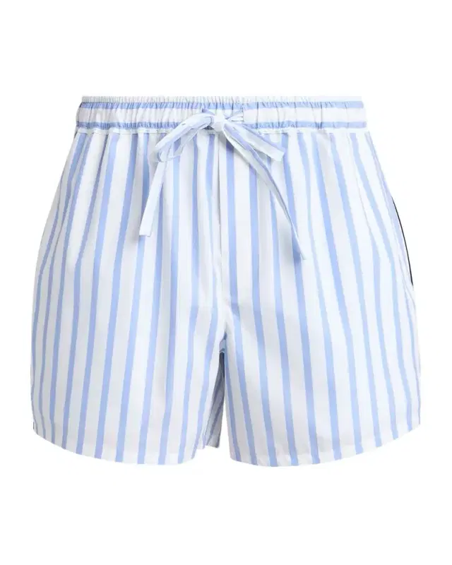 Men 's Cotton and Silk Stripe Drawstring Lounge Shorts