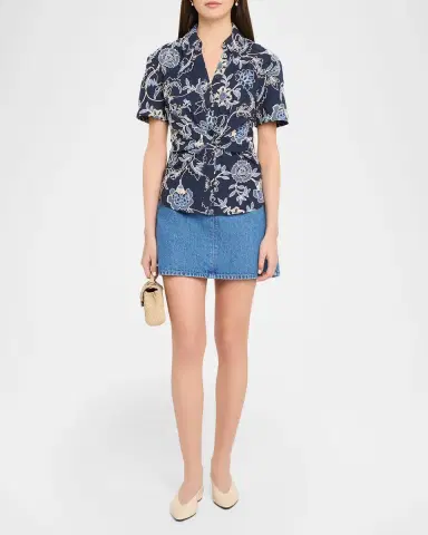 Tanya Taylor Oakley Floral Embroidered Button-Front Top | Thumbnail 2 Tanya Taylor Oakley Floral Embroidered Button-Front Top | Thumbnail 2