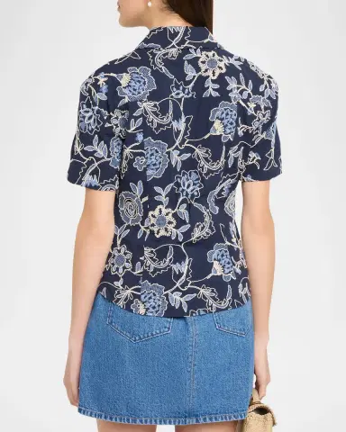 Tanya Taylor Oakley Floral Embroidered Button-Front Top | Thumbnail 3 Tanya Taylor Oakley Floral Embroidered Button-Front Top | Thumbnail 3
