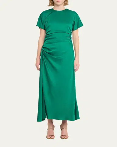 Simkhai Marabella Ruched Satin Midi Dress | Thumbnail 2