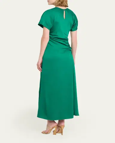 Simkhai Marabella Ruched Satin Midi Dress | Thumbnail 3