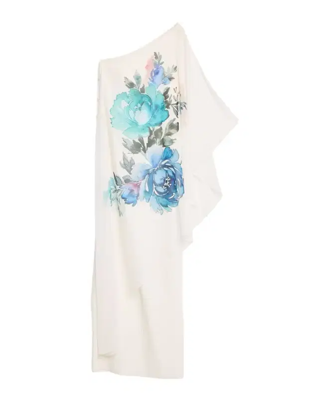 Rickie Freeman for Teri Jon One-Shoulder Chiffon Drape Column Gown