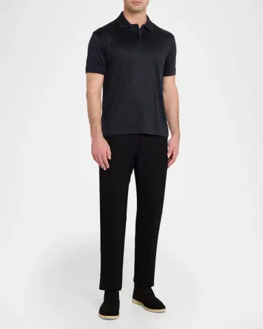 Emporio Armani Men's Short-Sleeved Lyocell-Blend Polo Shirt | Thumbnail 2