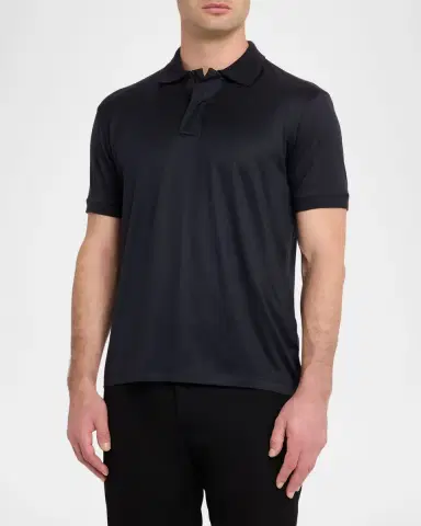Emporio Armani Men's Short-Sleeved Lyocell-Blend Polo Shirt | Thumbnail 4