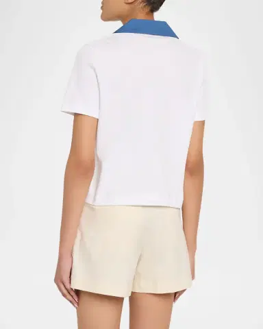 Tanya Taylor Melanie Johnny-Collar Cotton Jersey Top | Thumbnail 2 Tanya Taylor Melanie Johnny-Collar Cotton Jersey Top | Thumbnail 2