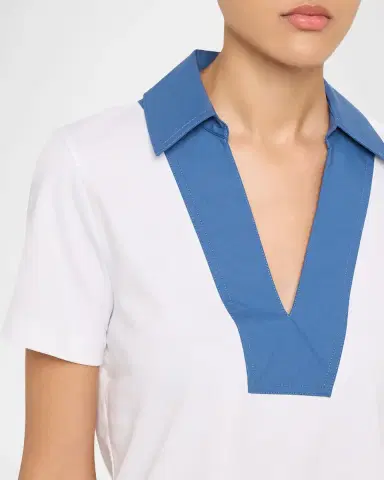Tanya Taylor Melanie Johnny-Collar Cotton Jersey Top | Thumbnail 4 Tanya Taylor Melanie Johnny-Collar Cotton Jersey Top | Thumbnail 4