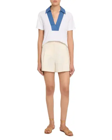 Tanya Taylor Melanie Johnny-Collar Cotton Jersey Top | Thumbnail 1 Tanya Taylor Melanie Johnny-Collar Cotton Jersey Top | Thumbnail 1