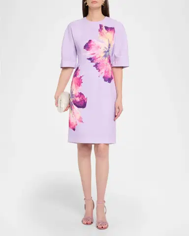 Rickie Freeman for Teri Jon Floral-Print Crepe Column Dress | Thumbnail 2