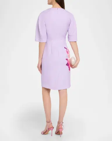 Rickie Freeman for Teri Jon Floral-Print Crepe Column Dress | Thumbnail 3
