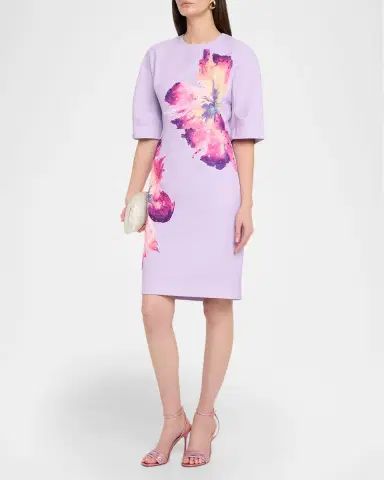Rickie Freeman for Teri Jon Floral-Print Crepe Column Dress | Thumbnail 4