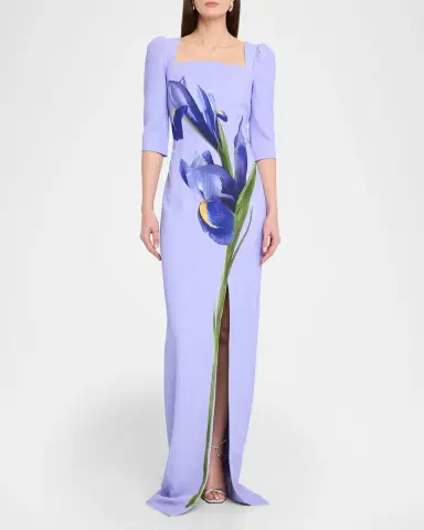 Rickie Freeman for Teri Jon Floral-Print Crepe Column Gown | Thumbnail 2 Rickie Freeman for Teri Jon Floral-Print Crepe Column Gown | Thumbnail 2