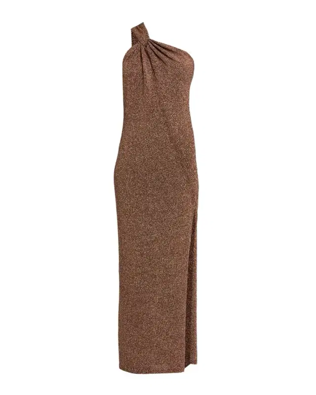Mimi Metallic Asymmetric Midi Dress
