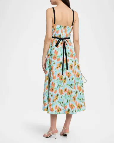 Tanya Taylor Tavia Contrast-Strap Floral Cotton Midi Dress | Thumbnail 3 Tanya Taylor Tavia Contrast-Strap Floral Cotton Midi Dress | Thumbnail 3
