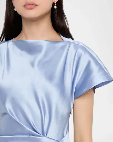 Tanya Taylor Ciara Satin Twist-Front Midi Dress | Thumbnail 5
