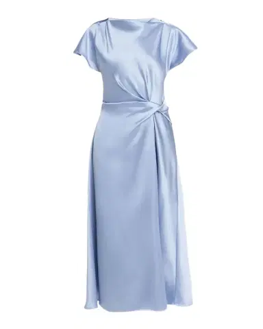 Tanya Taylor Ciara Satin Twist-Front Midi Dress | Thumbnail 1