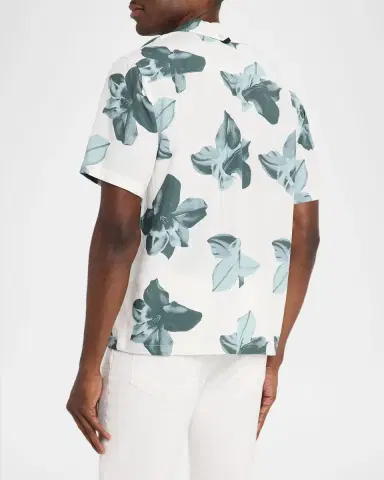 Rag & Bone Men 's Avery Floral Viscose Short-Sleeve Shirt | Thumbnail 3