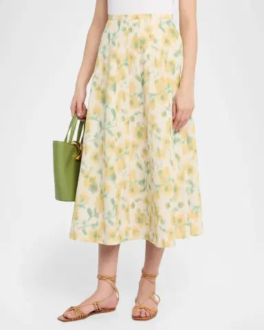 Tanya Taylor Tavia Floral Taffeta Midi Skirt | Thumbnail 4