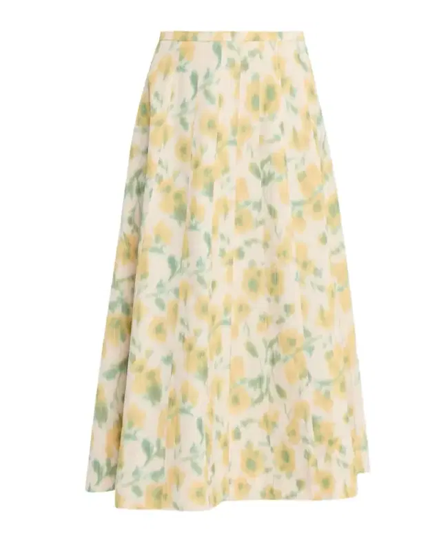 Tavia Floral Taffeta Midi Skirt