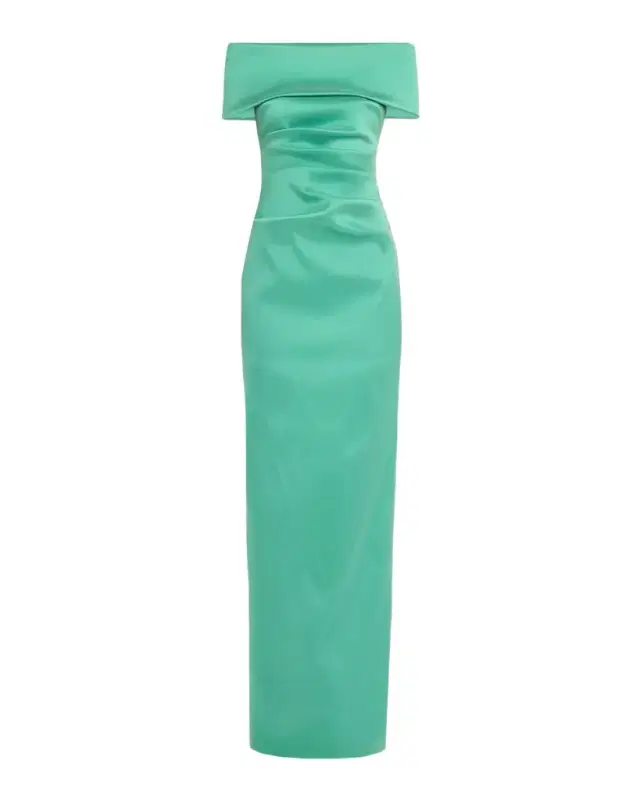 Rickie Freeman for Teri Jon Off-Shoulder Mikado Column Gown