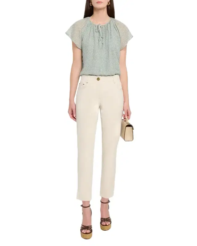 Cotton Stretch Straight-Leg Ankle Pants
