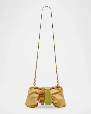 Cult Gaia Julita Sculptural Bow Metallic Leather Clutch Bag | Thumbnail 4 Cult Gaia Julita Sculptural Bow Metallic Leather Clutch Bag | Thumbnail 4