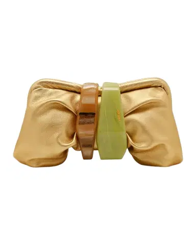 Cult Gaia Julita Sculptural Bow Metallic Leather Clutch Bag | Thumbnail 1 Cult Gaia Julita Sculptural Bow Metallic Leather Clutch Bag | Thumbnail 1