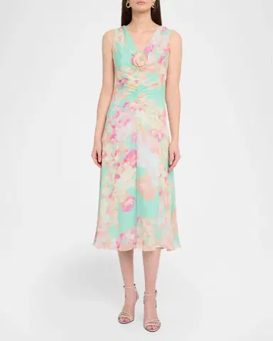Rickie Freeman for Teri Jon Floral-Print Silk Chiffon Midi Dress | Thumbnail 2 Rickie Freeman for Teri Jon Floral-Print Silk Chiffon Midi Dress | Thumbnail 2