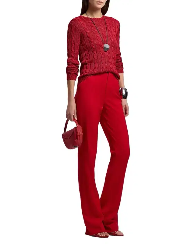 High-Rise Wool Cady Bootcut-Leg Pants