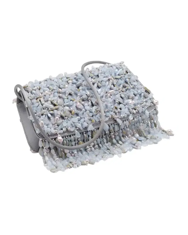 Cult Gaia Idalia Fringed Faux Stone Shoulder Bag