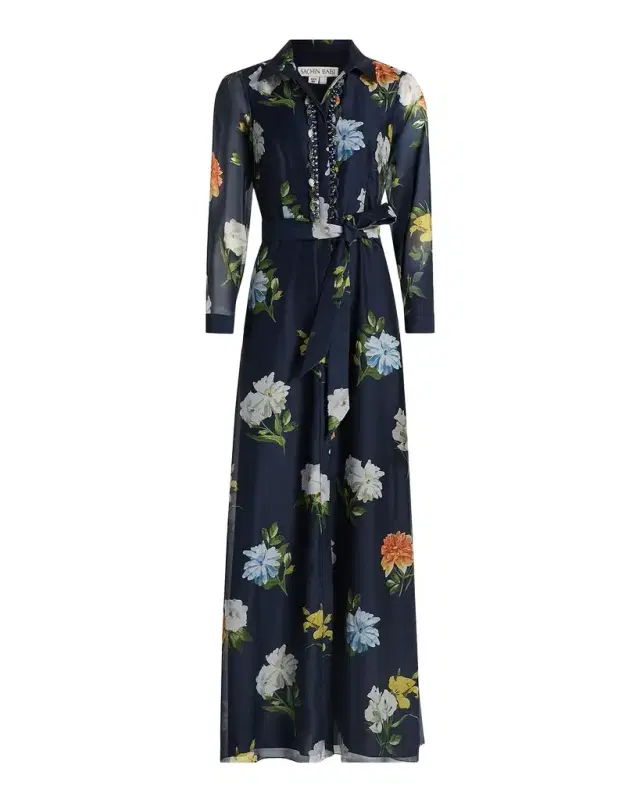 Semi-Sheer Wildflower Embellished Addison Gown