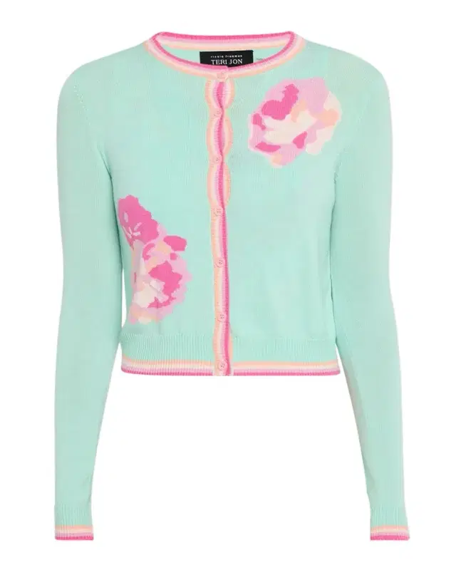 Cropped Floral Knit Cardigan