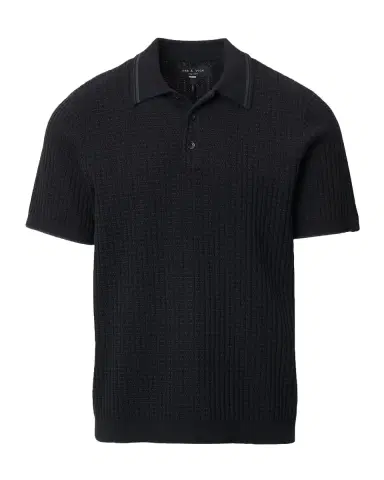 rag & bone Men's Harvey Rib-Knit Polo Shirt | Thumbnail 2