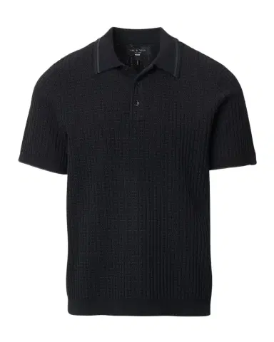 rag & bone Men's Harvey Rib-Knit Polo Shirt | Thumbnail 1