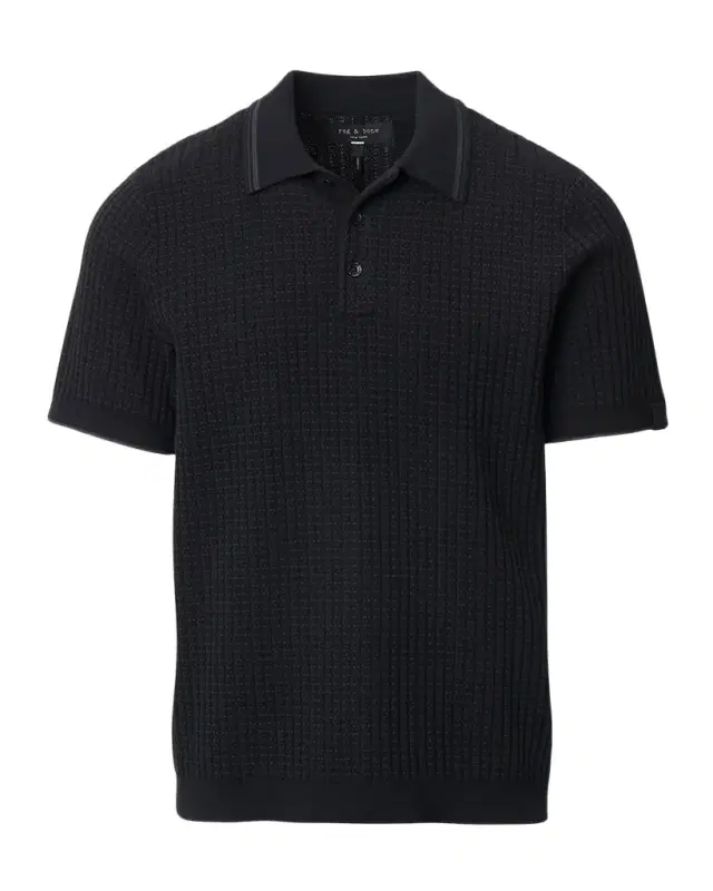 Men 's Harvey Rib-Knit Polo Shirt