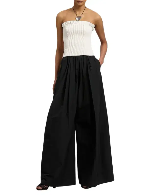 Ruffle Strapless Leather Corset Top