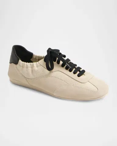 Simkhai Georgie Elasticized Canvas and Mixed Leather Low-Top Sneakers | Thumbnail 2