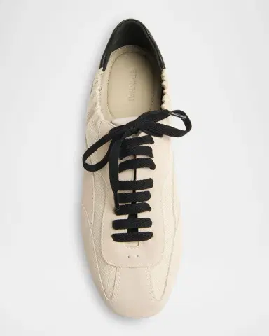 Simkhai Georgie Elasticized Canvas and Mixed Leather Low-Top Sneakers | Thumbnail 3