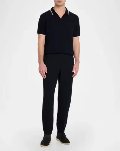 Emporio Armani Men's V-Neck Pique Polo Shirt | Thumbnail 2 Emporio Armani Men's V-Neck Pique Polo Shirt | Thumbnail 2
