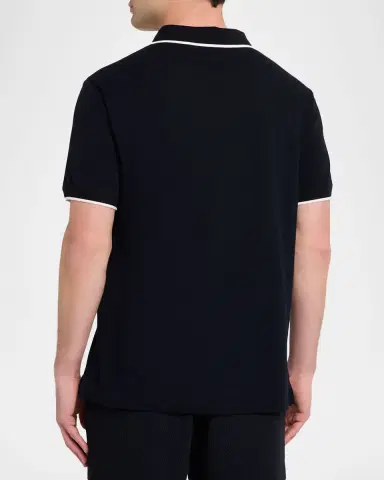 Emporio Armani Men's V-Neck Pique Polo Shirt | Thumbnail 3 Emporio Armani Men's V-Neck Pique Polo Shirt | Thumbnail 3